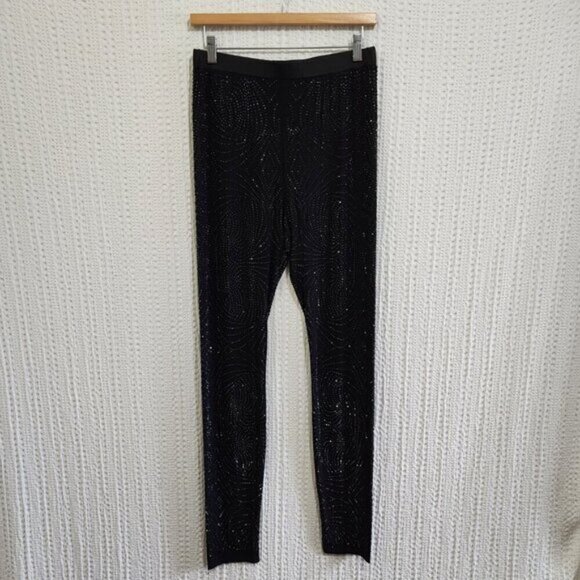 Fashion Nova Always A Baddie Rhinestone Mesh Leggings in Black Size Large - Picture 3 of 12